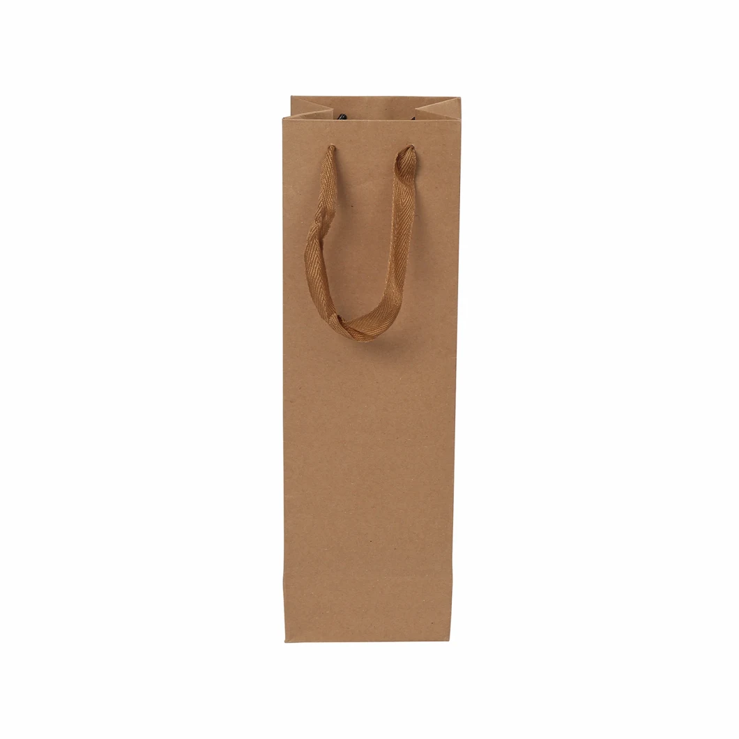 Printed Paper Wine Bag Single Bottle Wine Package Bag with Ribbon Rope Wholesale Good Price