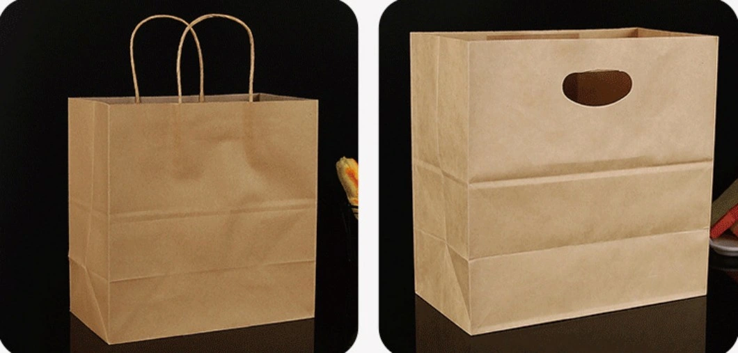 Kraft Brown Paper Bags with Perforations Fast Food Paper Packaging Bags Greaseproof Shopping Kraft Bags for Fried Donuts Chickens Snacks