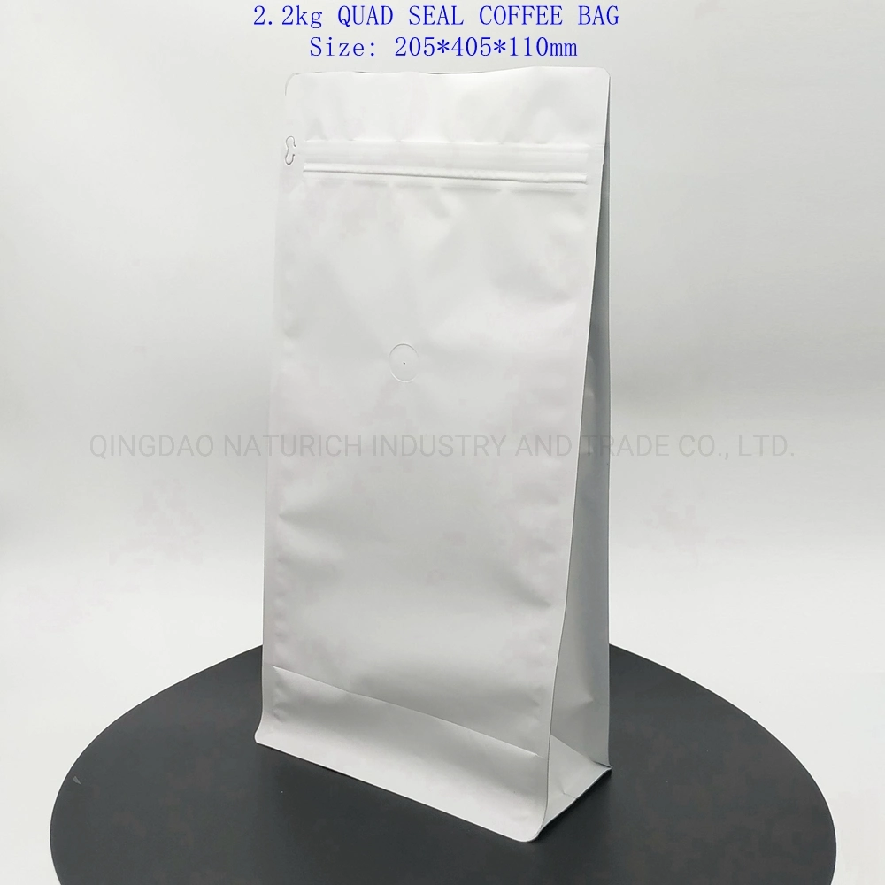 Custom Printing Flat Bottom Heat Seal One Way Valve Packaging Kraft Aluminum Foil Bag for Packing Coffee Bag