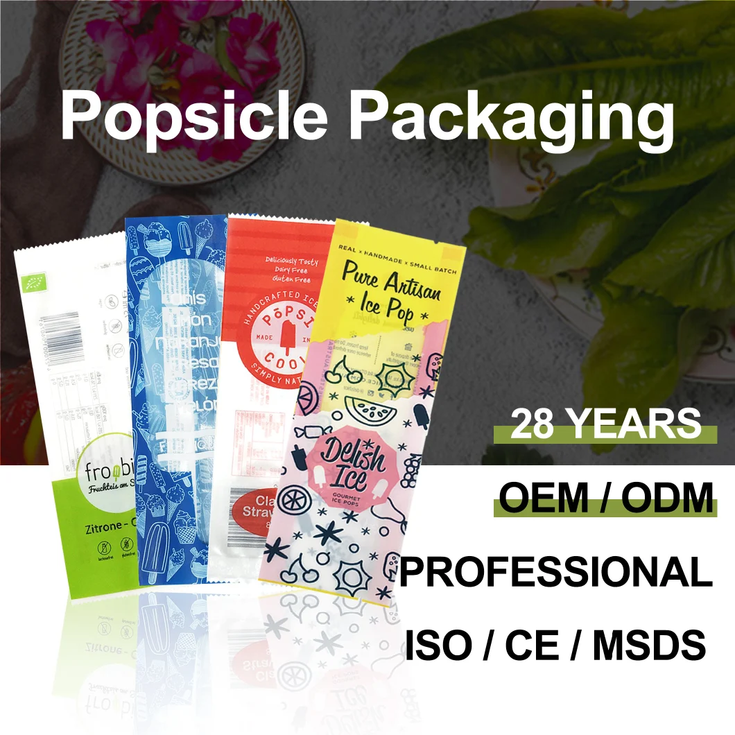 Factory Custom Printed Bolsas Plasticas Dispoz-a-Bag Heat Seal Food Grade Sealing Edible Ice Cream Popsicle Packaging Bags