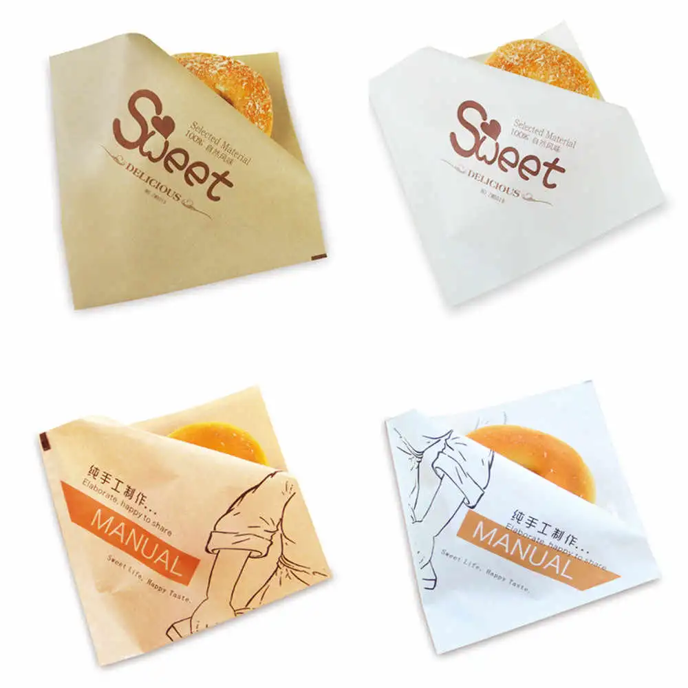 Wholesale Greaseproof Oil Proof Brown Kraft Paper Baking Bread Snack Sandwich Takeaway Food Packaging Bag