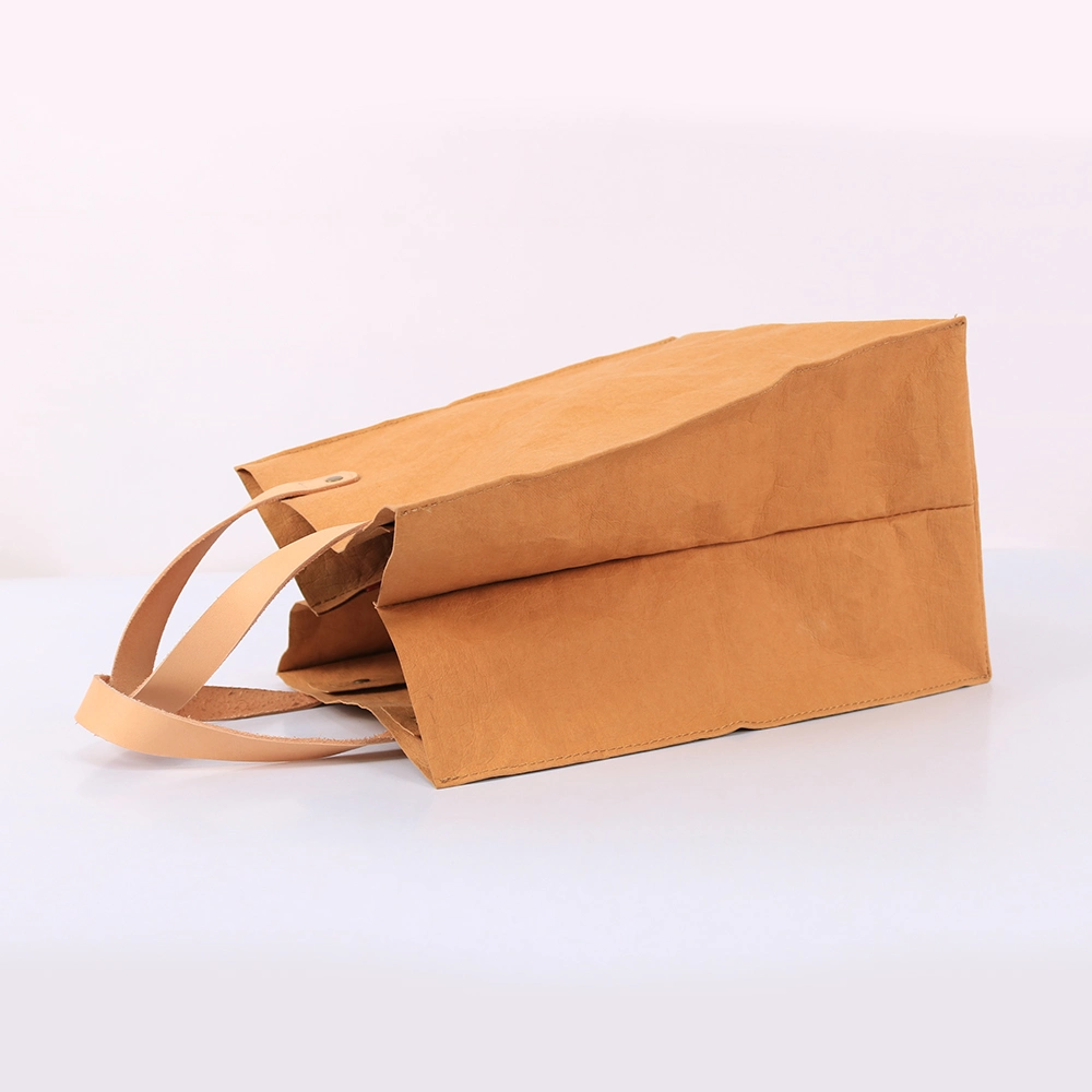 Washable Kraft Paper Tote Grocery Bag for Storage