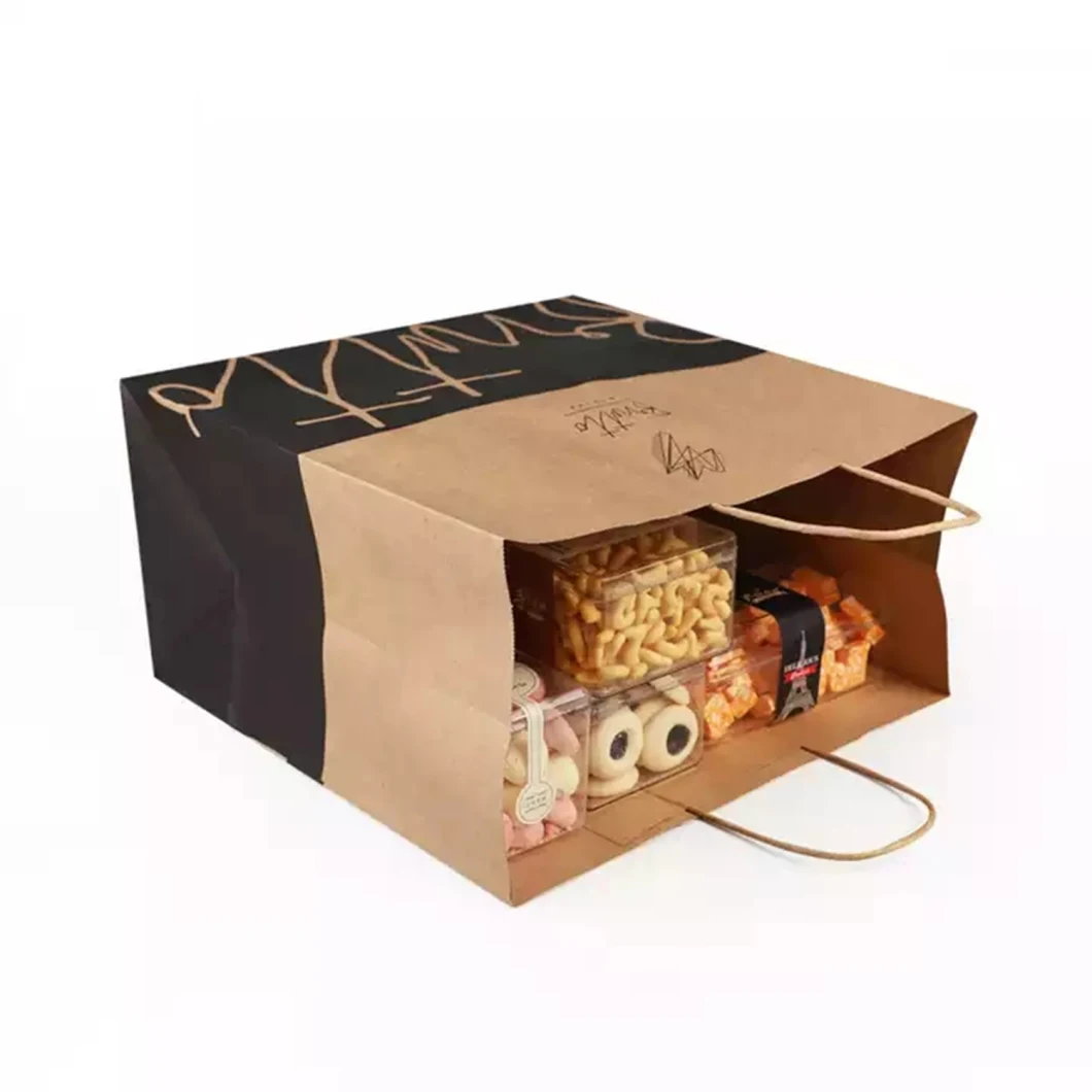 FDA/EU Free Sample Bespoke 100% Recycled Cheap Kraft Paper Restaurant Gift Shopping Clothing Carry Bag