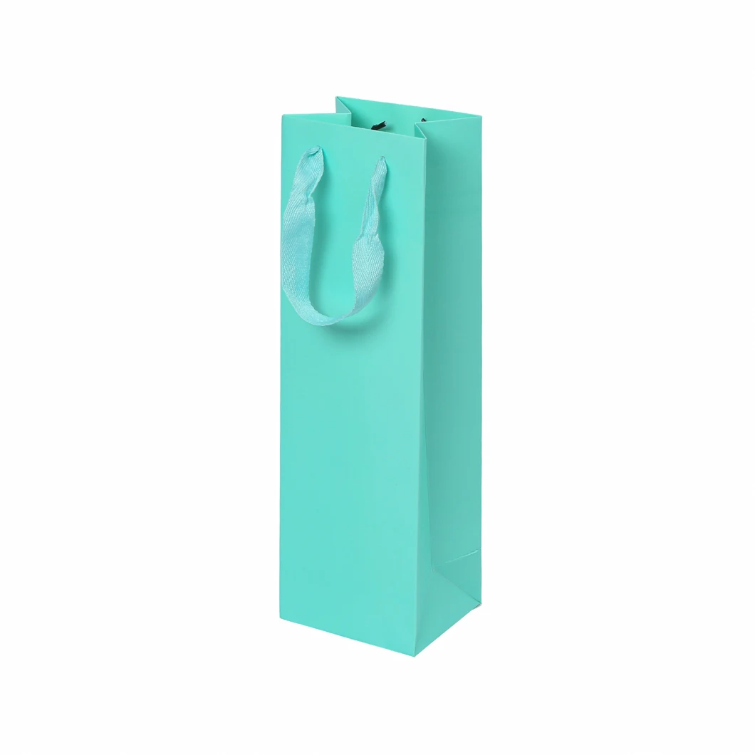 Printed Paper Wine Bag Single Bottle Wine Package Bag with Ribbon Rope Wholesale Good Price