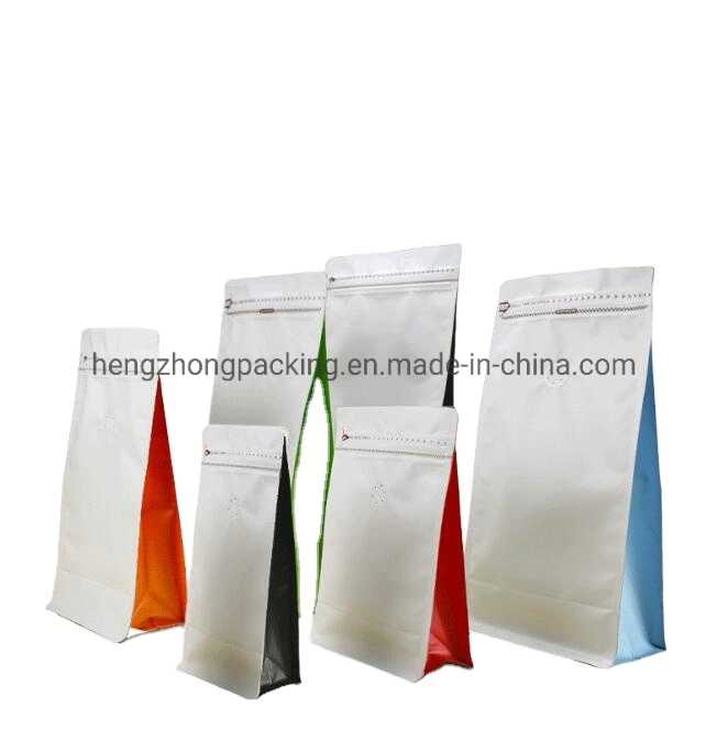 Heat Seal Square Bottom Plastic Biodegradable Zipper Bag with Food Packaging